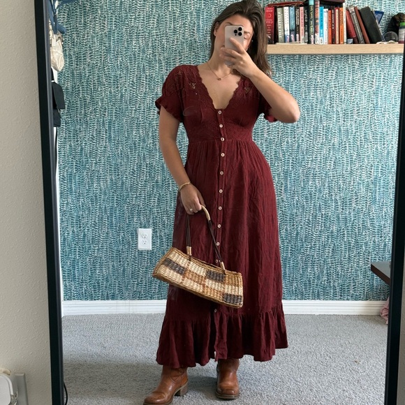 Free People Colette Maxi dress in cinnamon size small - Picture 2 of 5